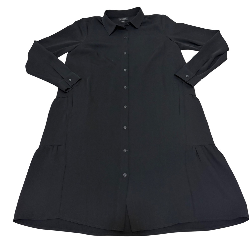 J.Jill Wearever Button Front Shirt Dress XS Black Minimalist Lagenlook Office